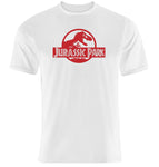 T-shirt maglietta Jurassic Park - Colore Bianco-Logo Rosso - Taglia S