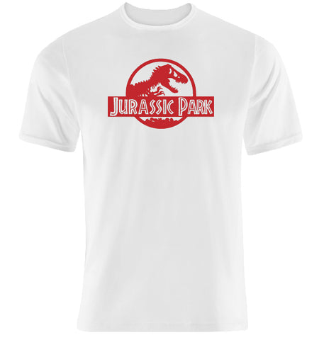 T-shirt maglietta Jurassic Park - Colore Bianco-Logo Rosso - Taglia M