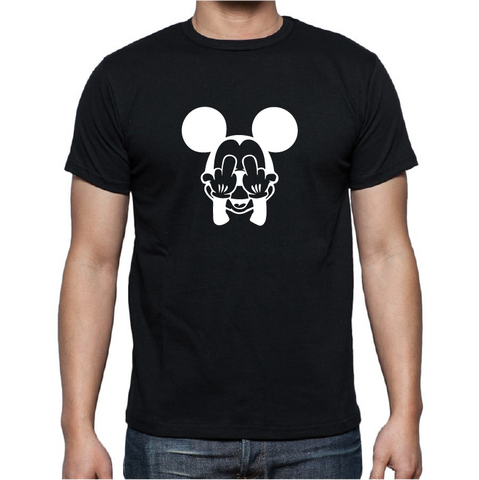 T-shirt maglietta Mickey Mouse Fuck Topolino - Nera - Taglia S