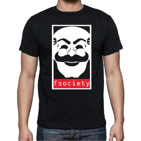 T-shirt maglietta Fsociety - Mr. Robot - Serie TV - Nera - Taglia S