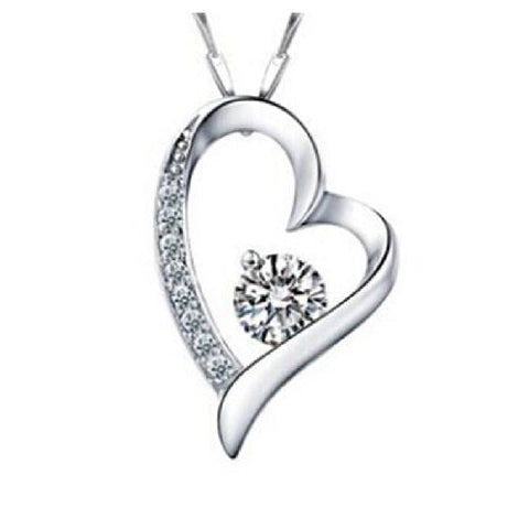 Collana con pendente cuore ricoperto di strass - Colore Bianco