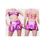 Sexy Set Disco Club - Top e minigonna simil latex - Colore Fucsia