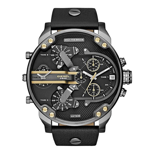 Orologio Uomo Diesel DZ7348 Mr Daddy 2.0 - Pelle e Quadrante Nero/Oro