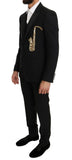 Abito slim fit sassofono in seta nera e lana Dolce & Gabbana - IT46-S