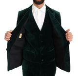 Abito due bottoni velluto verde-vestibilità slim fit Dolce&Gabbana-IT50-L