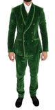 Abito doppiopetto slim fit in velluto verde Dolce & Gabbana - IT50-L