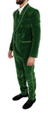 Abito doppiopetto slim fit in velluto verde Dolce & Gabbana - IT50-L