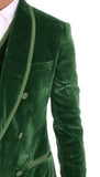 Abito doppiopetto slim fit in velluto verde Dolce & Gabbana - IT50-L