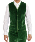 Abito doppiopetto slim fit in velluto verde Dolce & Gabbana - IT50-L