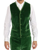 Abito doppiopetto slim fit in velluto verde Dolce & Gabbana - IT50-L