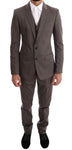 Abito slim fit 3 pezzi in cotone marrone Dolce & Gabbana - IT44-XS