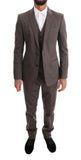 Abito slim fit 3 pezzi in cotone marrone Dolce & Gabbana - IT44-XS