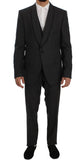 Abito 3 pezzi slim fit in lana grigio a righe Dolce&Gabbana-IT54-XL