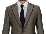 Blazer a due bottoni in seta slim fit Dolce & Gabbana marrone - IT48-M