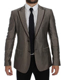 Blazer a due bottoni in seta slim fit Dolce & Gabbana marrone-IT44-XS