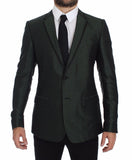 Blazer a due bottoni in seta verde slim fit Dolce & Gabbana - IT44-XS