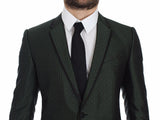 Blazer a due bottoni in seta verde slim fit Dolce & Gabbana - IT44-XS