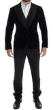 Abito slim fit 3 pezzi grigio chiaro in velluto blu Dolce&Gabbana-IT46-M