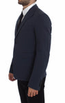 Blazer casual elasticizzato in cotone blu Dolce & Gabbana - IT52-XL