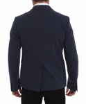 Blazer casual elasticizzato in cotone blu Dolce & Gabbana - IT48-M