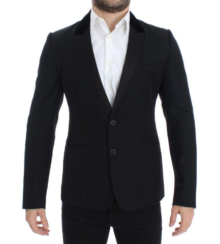 Dolce & Gabbana Giacca slim fit nera in lana stretch - Taglia IT48-M