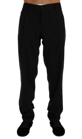 Pantaloni stretch in lana a righe blu Dolce & Gabbana - IT54-XXL