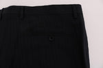 Pantaloni stretch in lana a righe blu Dolce & Gabbana - IT54-XXL