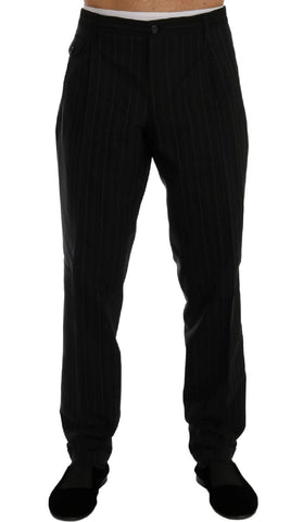 Pantaloni eleganti in cotone a righe nere Dolce & Gabbana - IT50-L