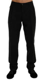 Pantaloni formali cotone nero a strisce con motivo Dolce&Gabbana-IT50-L