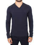 Pullover con scollo a V cotone blu Ermanno Scervino - IT46-S