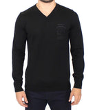 Pullover con scollo a V in misto lana nero Scervino Ermanno-IT48-M