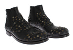 Stivale con borchie dorate -pelle nera Dolce & Gabbana - EU42,5-US9,5