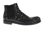 Stivale con borchie dorate in pelle nera Dolce & Gabbana - EU42-US9