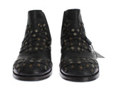 Stivale con borchie dorate in pelle nera Dolce & Gabbana - EU42-US9