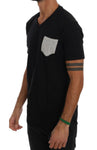 T-Shirt con scollo a V in cotone nero Daniele Alessandrini - Taglia L