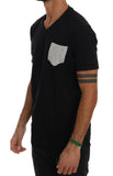 T-Shirt con scollo a V in cotone nero Daniele Alessandrini - Taglia L