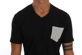 T-Shirt con scollo a V in cotone nero Daniele Alessandrini - Taglia L