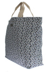 Shopping bag in denim e cotone con stampa auto blu Dolce & Gabbana