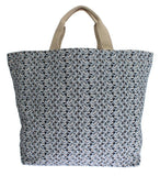 Shopping bag in denim e cotone con stampa auto blu Dolce & Gabbana