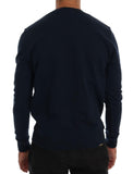 Pullover di cotone blu con girocollo di Frankie Morello - S