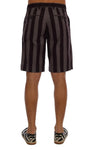 Shorts in cotone a strisce viola e grigio Dolce & Gabbana - IT44-XS