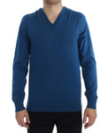 Pullover scollo a V in cashmere blu Dolce & Gabbana - IT54-XL