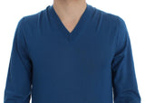 Pullover scollo a V in cashmere blu Dolce & Gabbana - IT54-XL