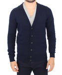 Pullover con cardigan in lana e cashmere blu scuro Scervino-IT54-XL