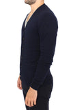 Pullover con cardigan in lana e cashmere blu scuro Scervino-IT54-XL