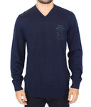 Pullover scollo a V in misto lana blu Scervino Ermanno-IT52-L