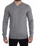 Pullover con collo a V in cashmere grigio chiaro e gabbana-IT46-S