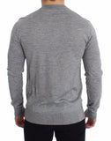 Pullover con collo a V in cashmere grigio chiaro e gabbana-IT46-S