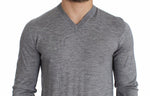 Pullover con collo a V in cashmere grigio chiaro e gabbana-IT46-S