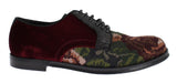 Scarpe eleganti Caiman in velluto ricamato Dolce&Gabbana Bordeaux-EU41-US8